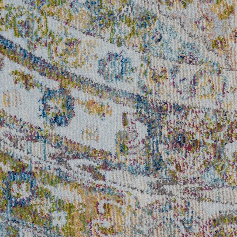 Home Power Loomed Distressed Geometric Floral Traditional Non Skid Area Rug By HomeRoots - 72' X '72' X '0.5