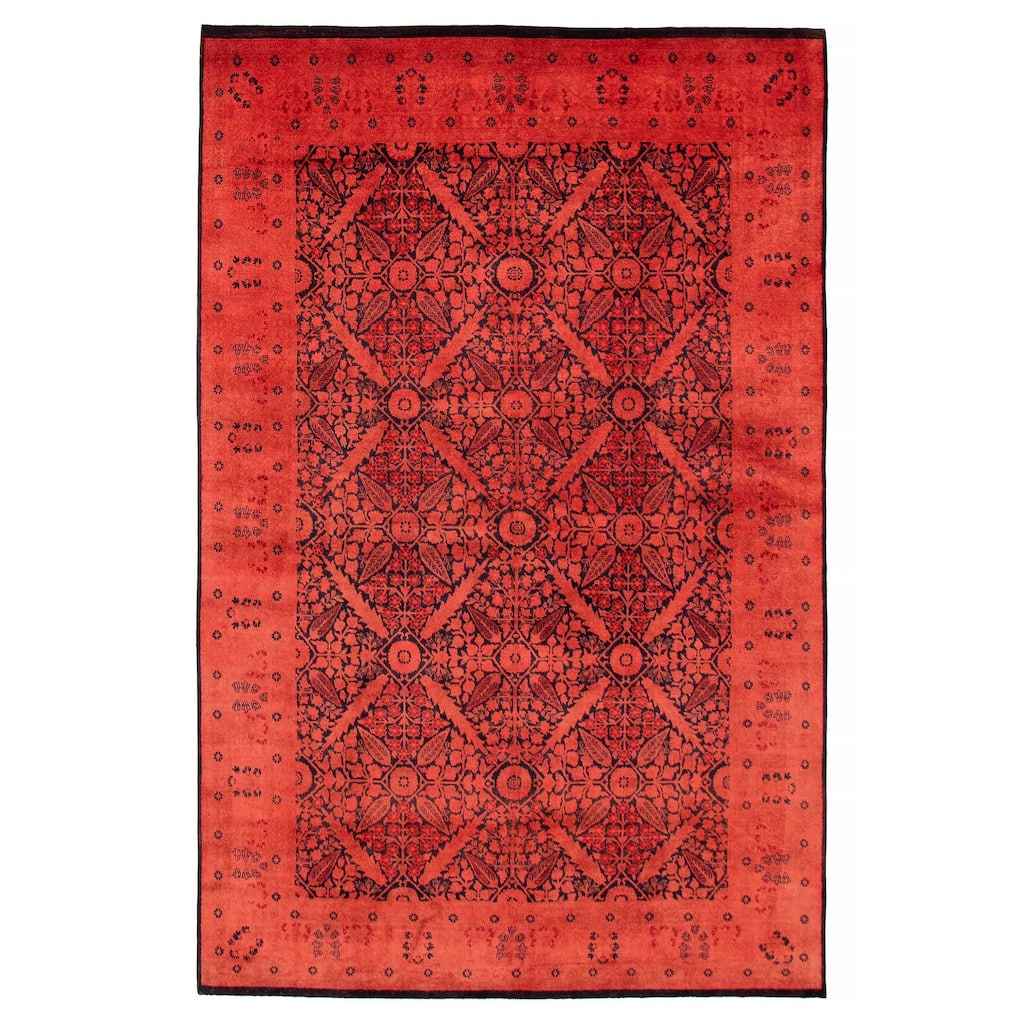 ECARPETGALLERY Hand-knotted Vibrance Dark Coral Wool Rug - 5'10 x 8'11