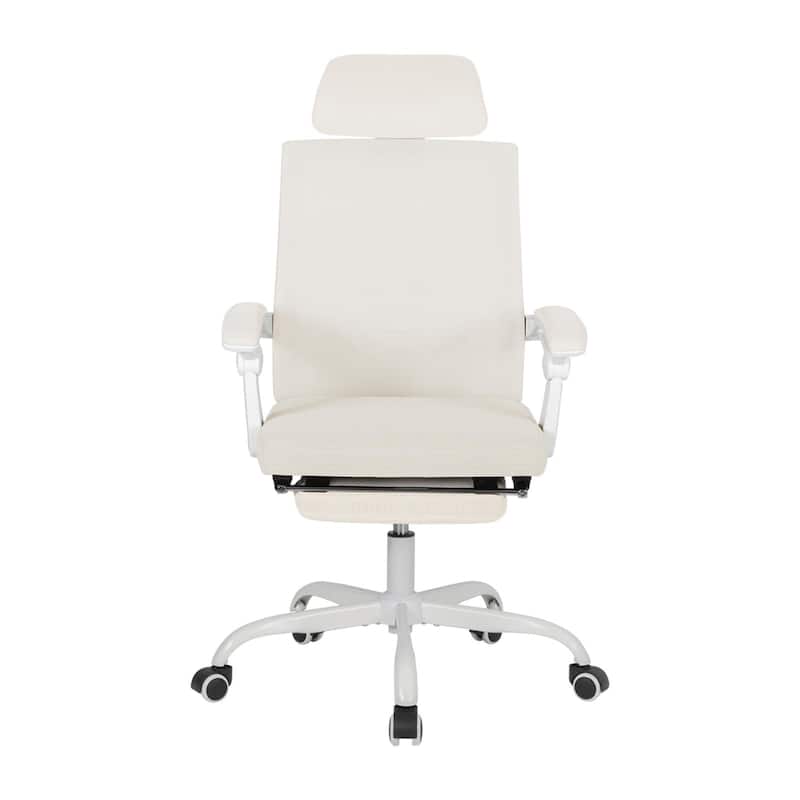 Office Chair With Foot Rest Ergonomic Swivel Mesh Task Office Chair - Beige