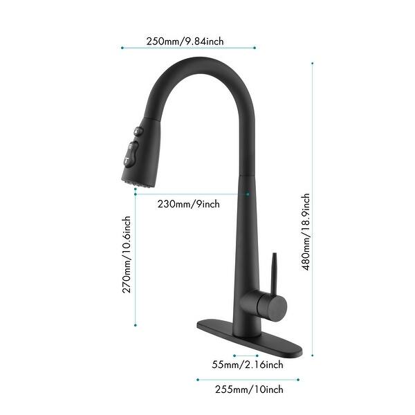 dimension image slide 2 of 3, High Arc Single Handle Kitchen and Bathroom Sink Faucet with Deck Plate