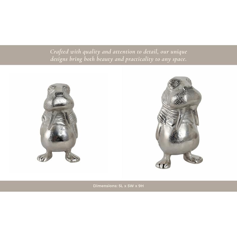 Metal Aluminum Figurine with Coastal Walrus Design - 9" Silver - 4.5" x 5" x 9"
