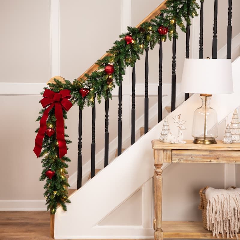 9' x 12" Pre-Lit Black River Pine Artificial Christmas Garland, Clear Lights