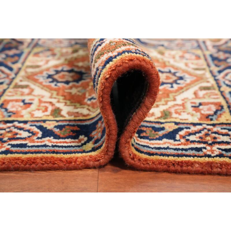 Hand Knotted Oriental 100% Wool Carpet Traditional Medallion Oranges & Rust Heriz (serapi) Area Rug - 3' 0'' X 2' 0''