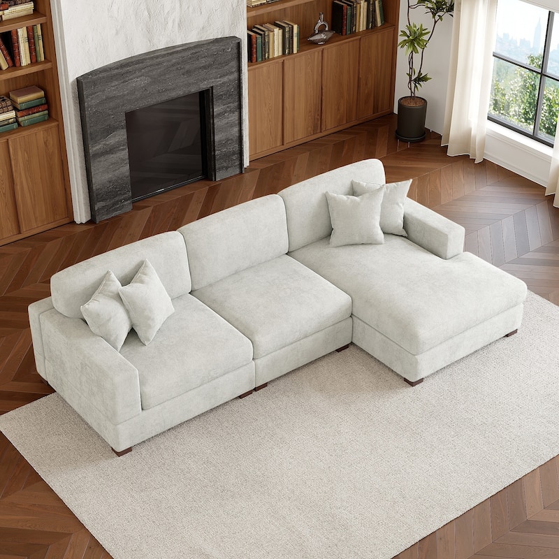 Modern Oversized Chenille Modular Sectional Sofa With Chaise