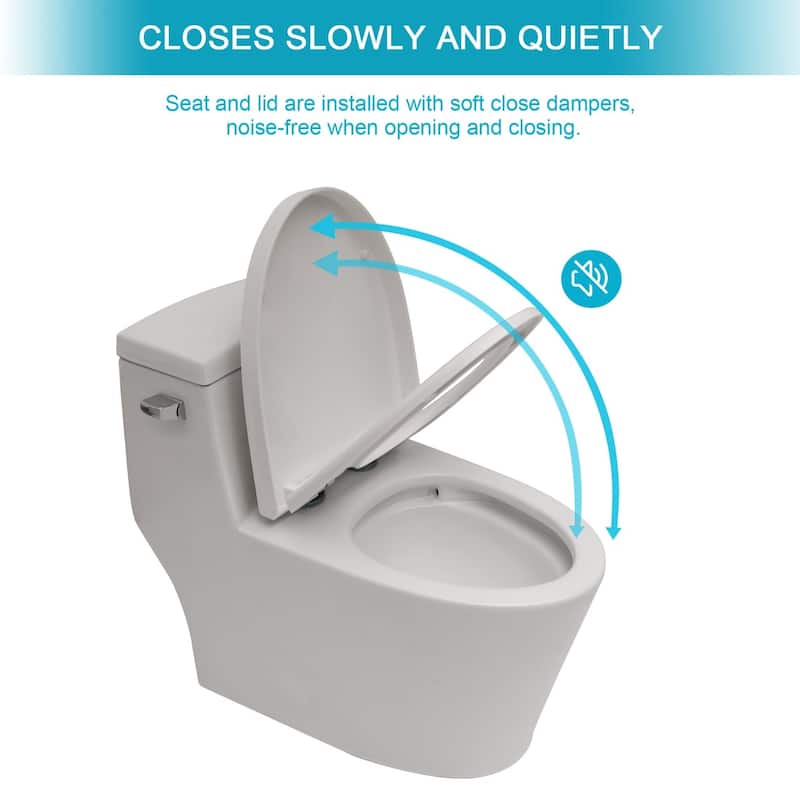 1.28 GPF Single Flush One-Piece Toilet with Soft Closing Seat - 29'' x 16'' x 27''