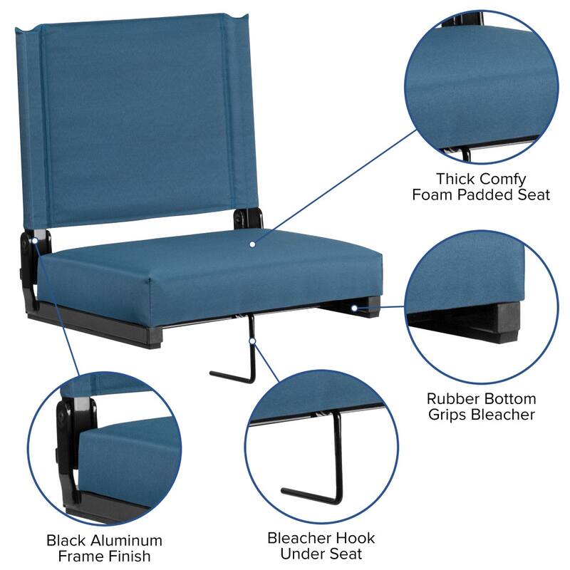 2 Pack 500 lb. Rated Lightweight Stadium Chair-Handle-Padded Seat
