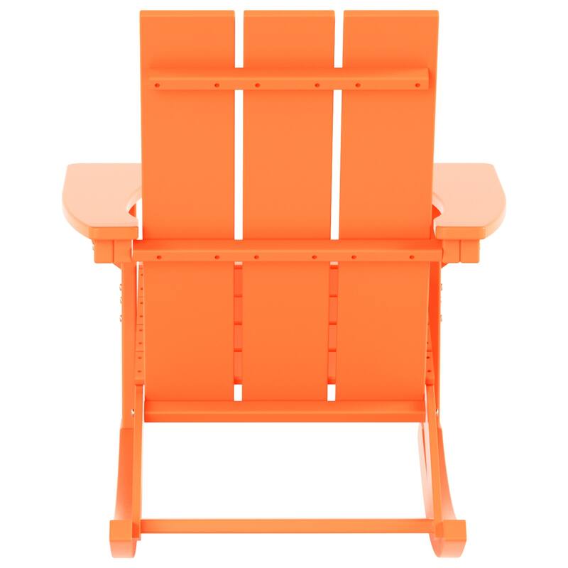 Shoreside Modern Eco-Friendly All Weather Poly Adirondack Rocking Chairs with Side Table (3-Piece Set)