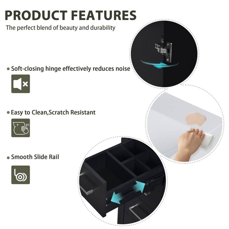 30'' Bathroom Vanity with Ceramic Sink Combo,Solid Wood Frame Bathroom Storage Cabinet, Freestanding Vanity Set