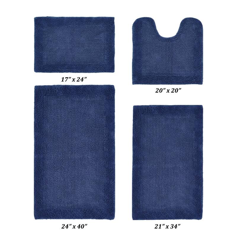 Better Trends Bath Rugs Set 100% Cotton Tufted Soft Water Absorbent Bathroom Rug for Shower, Sink Bath Mats Edge Collection