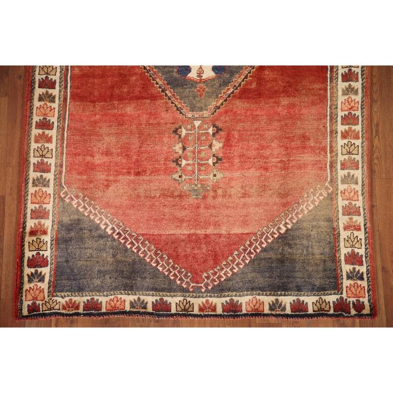 Hand Knotted Oriental 100% Wool Carpet Traditional Medallion Red Shiraz Area Rug - 6' 3'' X 3' 11''