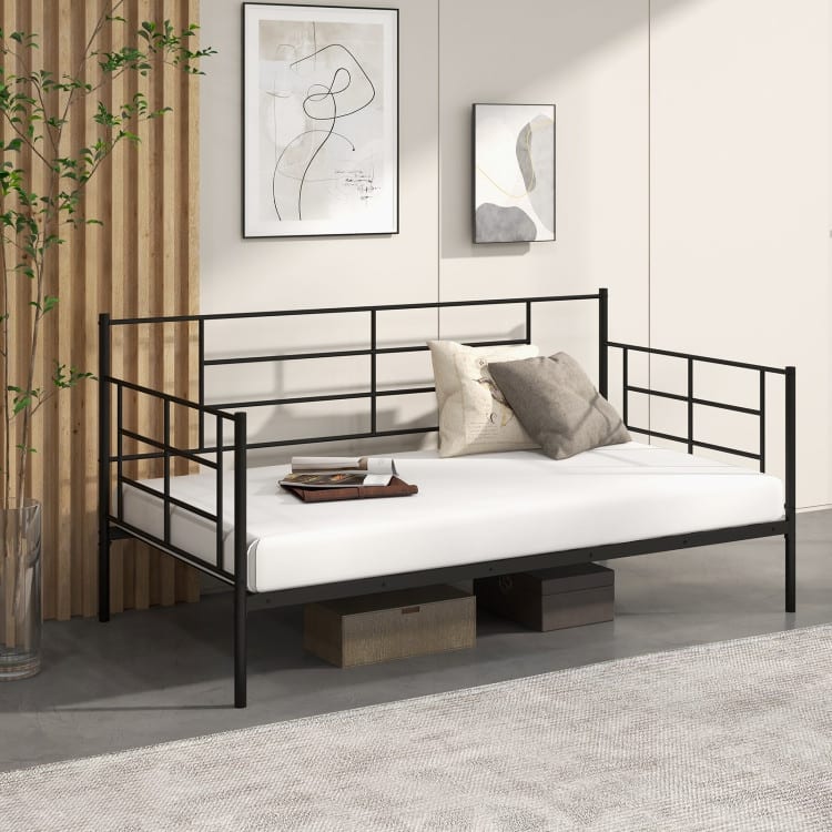 Twin Metal Daybed Frame with Armrests Modern Sofa Design