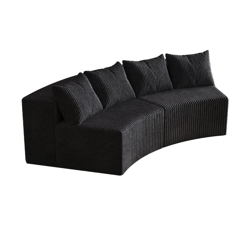 Roomfitters Modular Curved Sectional Sofa, 2-Piece Corduroy Semi-Circular Couch with Pillows