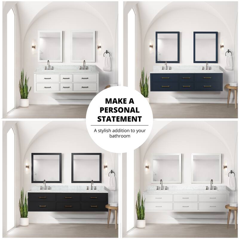 Lexora Castor Double Bath Vanity, Carrara Marble Top, Faucet Set, and Mirrors
