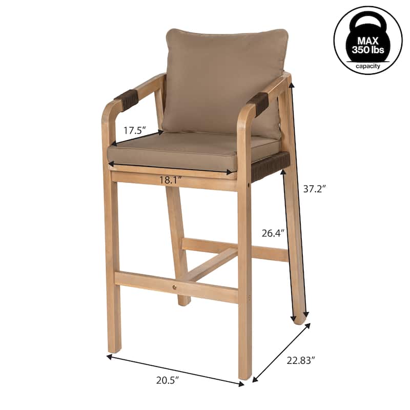 Outdoor Bar Stool with Cushions & Armrests, (Set of 2) by JONATHAN Y