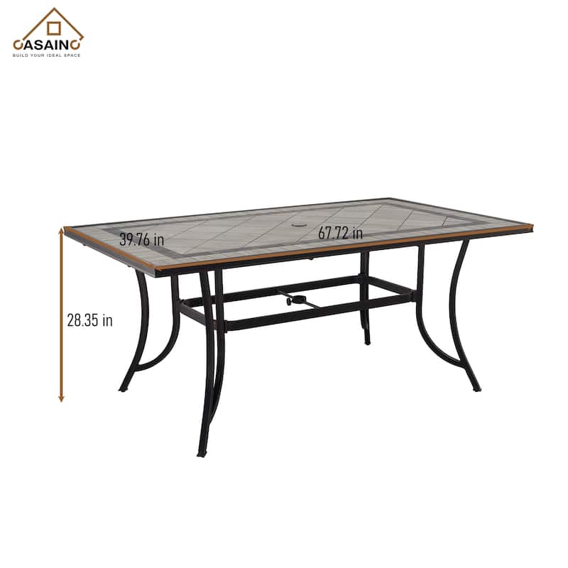 Cast Aluminum 5-Piece Outdoor Patio Dining Set with Ceramic Tile Top Table and Chairs