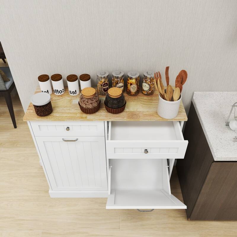 Two Drawers and Two-Compartment Tilt-Out Trash Cabinet Kitchen Trash Cabinet