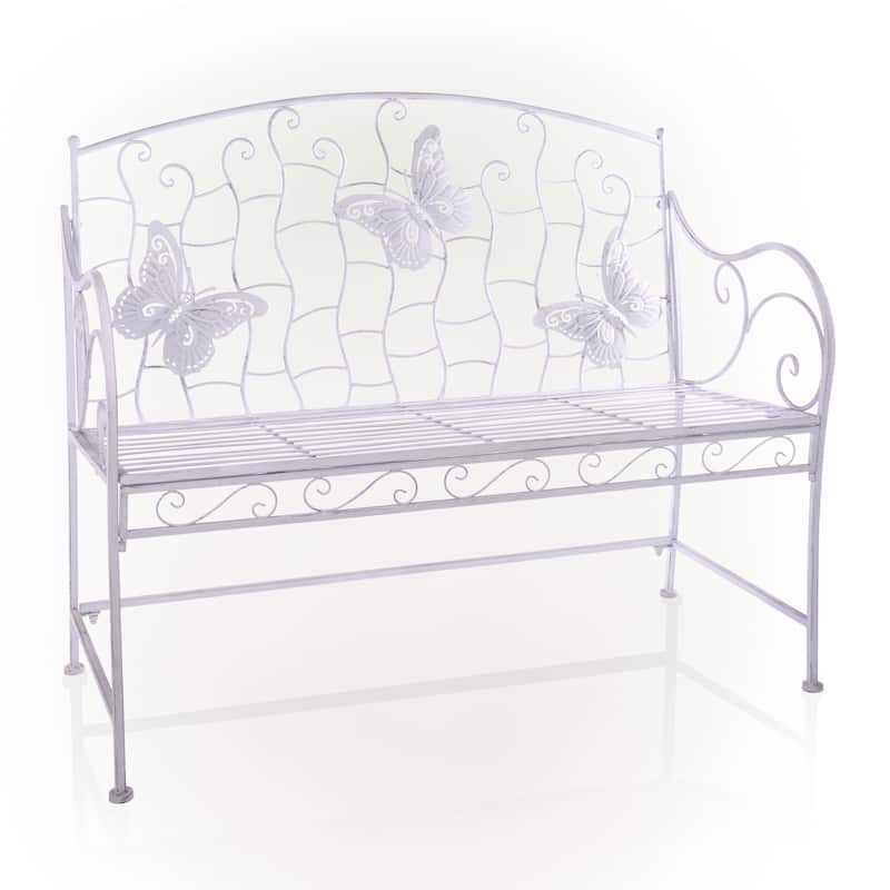 Alpine Corporation 44"L Indoor/Outdoor 2-Person Classic Metal Garden Bench