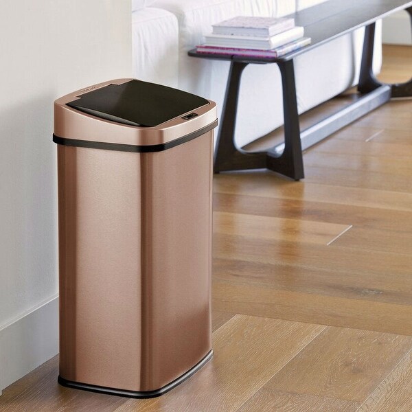 Daily Boutik Gold Copper 13-Gallon Stainless Steel Kitchen Trash