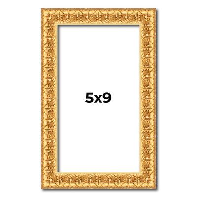 5x9 In Frame Gold Real Wood Picture Frame Width 1 inches | Interior