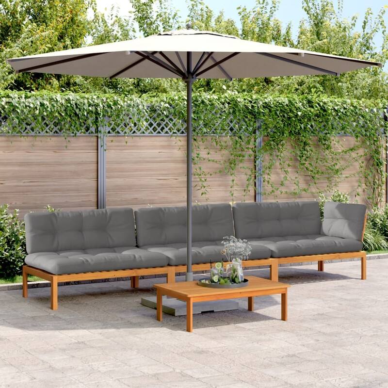 vidaXL Patio Pallet Sofa Set Outdoor Garden Furniture 4 Piece Solid Wood Acacia - Gray (3)