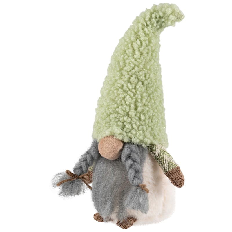 Gnome Girl in Faux Fur Hat Christmas Figure - 12" - Green