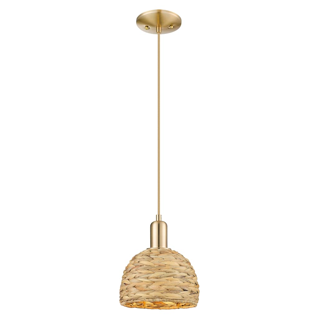 Innovations Lighting Endless Possibilities Arcadia - Woven Rattan - 1 Light 8" Cord Hung Mini Pendant