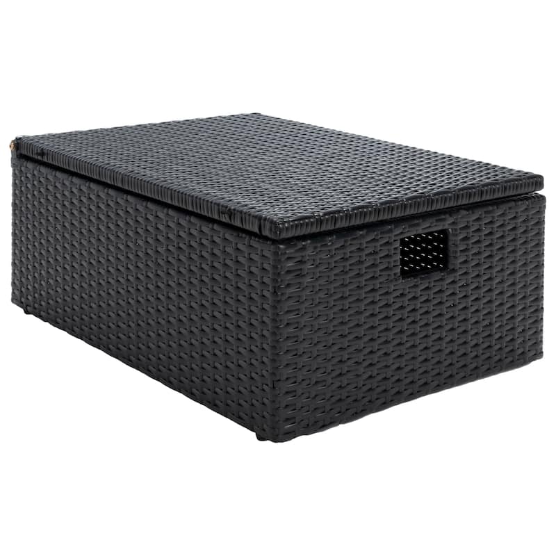 SAFAVIEH Outdoor Algrid Settee with Storage Ottomans (Set of 2) - 29Wx23Dx25H
