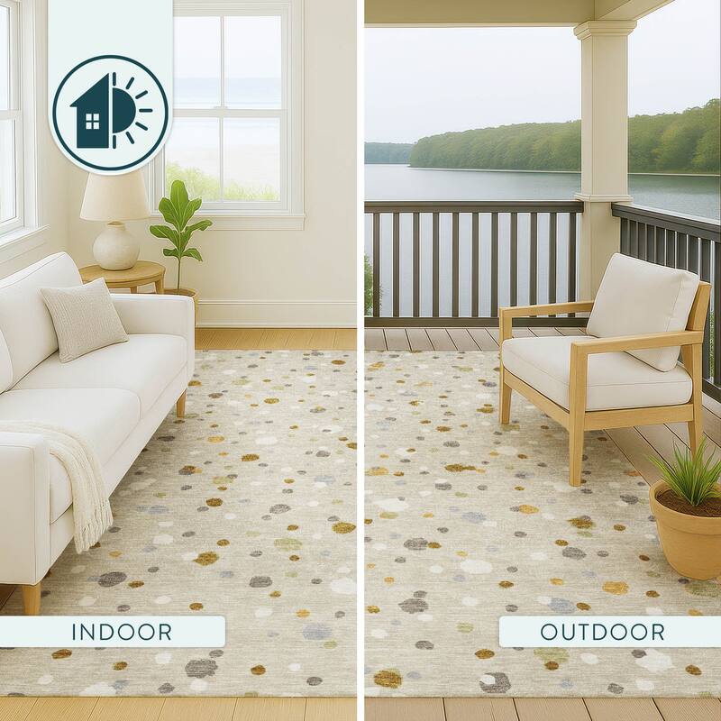 Machine Washable Indoor/ Outdoor Contemporary Sheinelle Chantille Rug