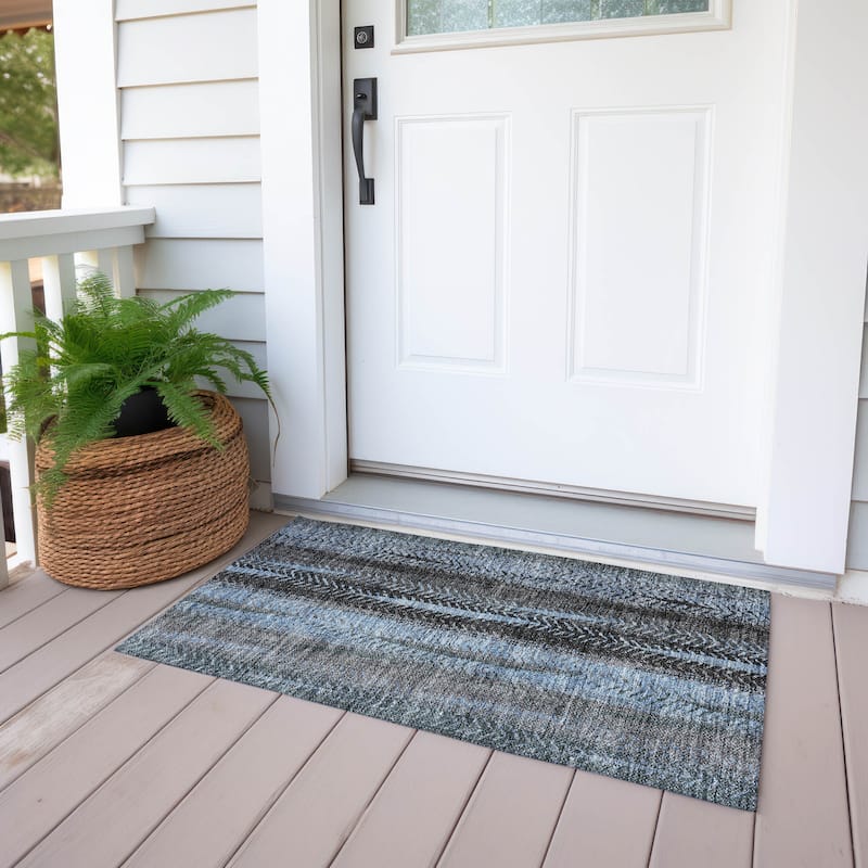 Machine Washable Indoor/ Outdoor Chantille Modern Imprints Rug