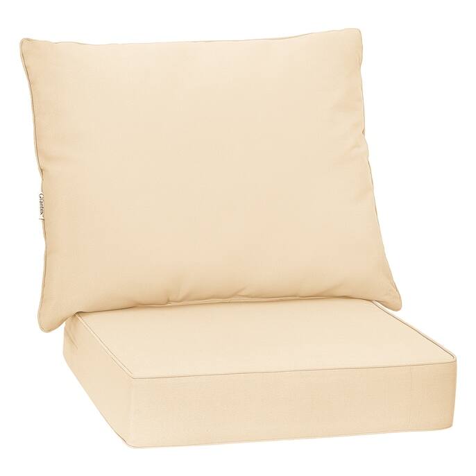 Deep Seat Chair Cushions with Backrest and Tie Belts for Patio or Home - 25" x 25" x 6"