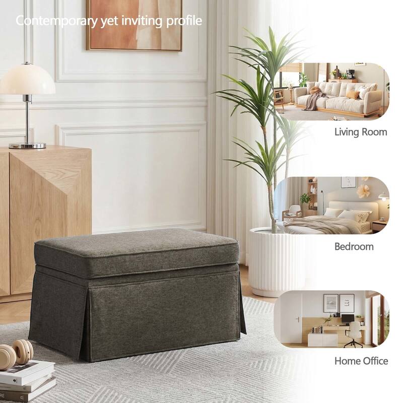 Rectangle Chenille Upholstered Storage Ottoman