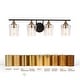 preview thumbnail 19 of 28, Modern Black Gold 2/3/4-Light Linear Bathroom Vanity Lights with Seeded Glass