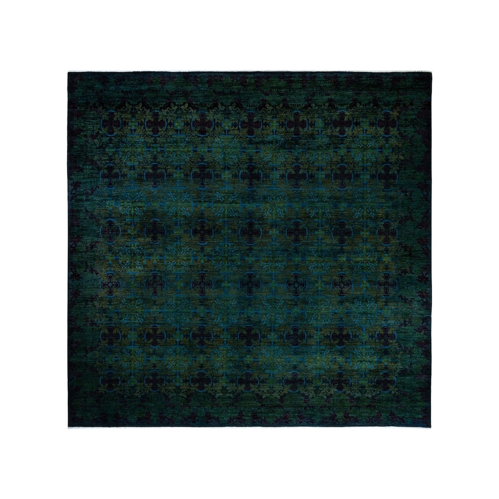 Overton Handknotted Wool Vintage Inspired Contemporary Suzani Gray Area Rug - 12' 2" x 11' 9"