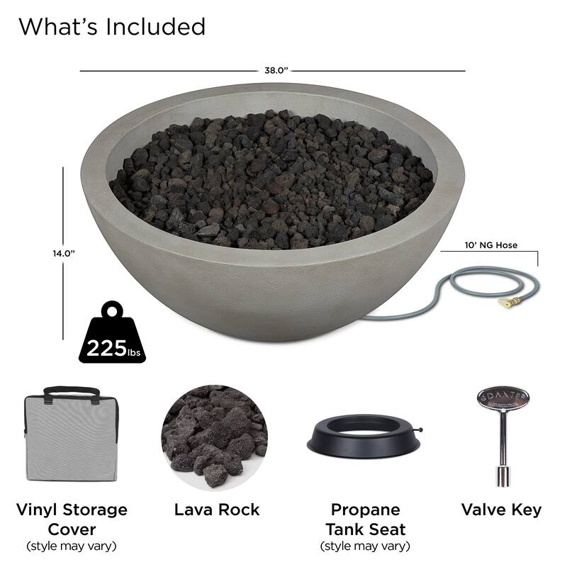 Alta Medium Natural Gas Fire Bowl in Shade by Jensen Co - 38 x 38 x 14