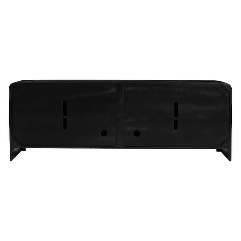 HomeRoots 67" Black And Natural Solid Wood Sideboard with Four Doors - 67.00 in. x 23.60 in. x 18.00 in.