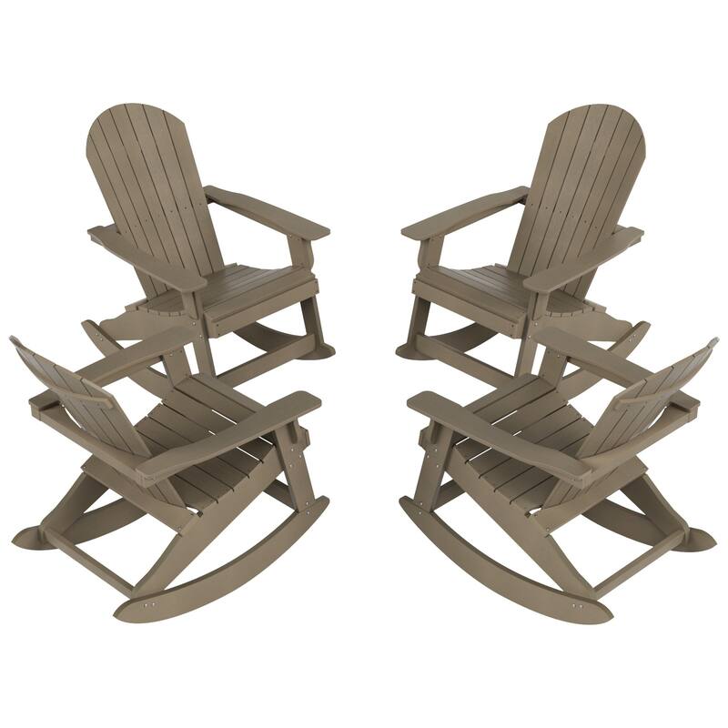 Vineyard HIPS Outdoor Eco-Friendly All Weather Seashell Rocking Adirondack Chairs (Set of 4)