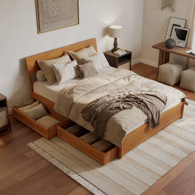 Norla Wood Platform Bed with Storage Drawers
