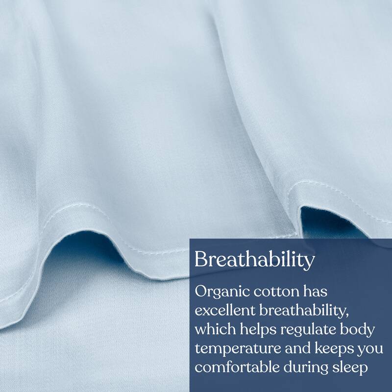 Delara GOTS Certified 100% Organic Cotton Flat sheet, 400TC Long Staple Cotton, Ultra Soft, Moisture-Wicking,Smooth & Breathable