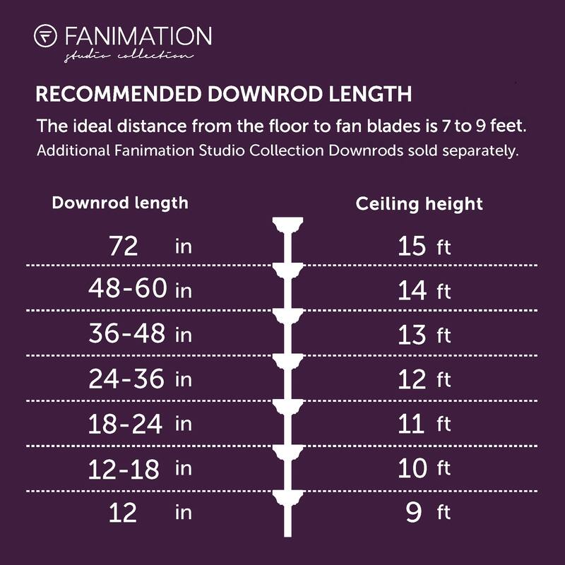 Fanimation Studio Collection Upright 48 inch Black Ceiling Fan with LED Light and Remote