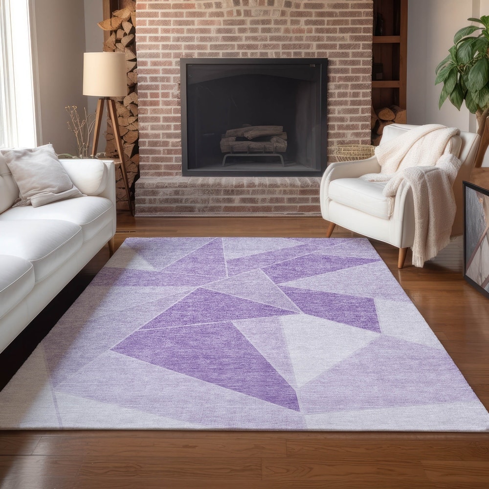 Machine Washable Indoor/ Outdoor Chantille Modern Mosaic Rug