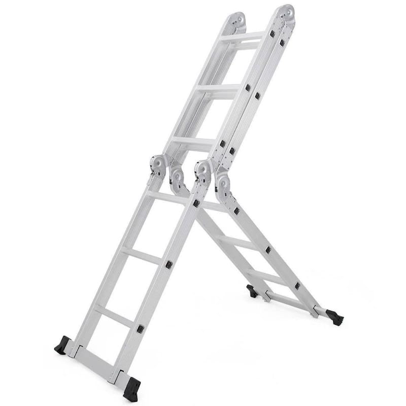 12.5FT Multi Purpose Aluminum Folding Platform Scaffold Ladder