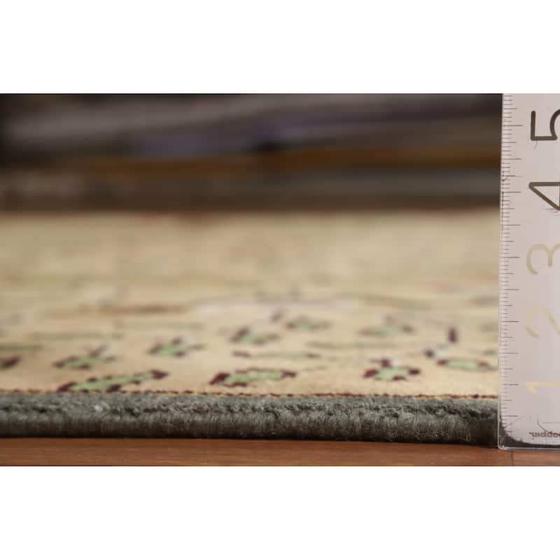 Hand Knotted Oriental 100% Wool Carpet Traditional All-Over Peach Ziegler Area Rug - 9' 10'' X 7' 11''