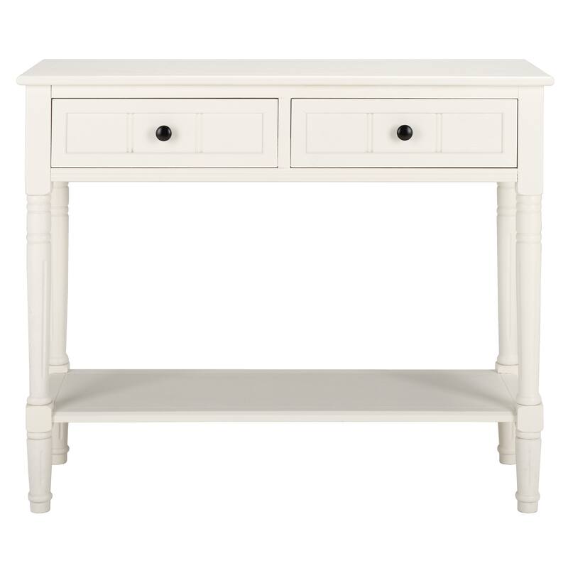 SAFAVIEH Camilla Grey 2-Drawer Console Table - 35.8" x 13.8" x 29.5" - 36"W x 14"D x 30"H - Distressed Cream