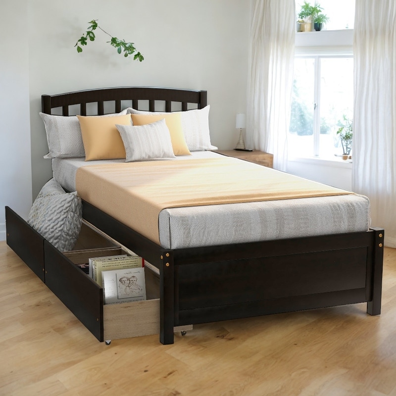 Queen size platform bed top with 12 drawers