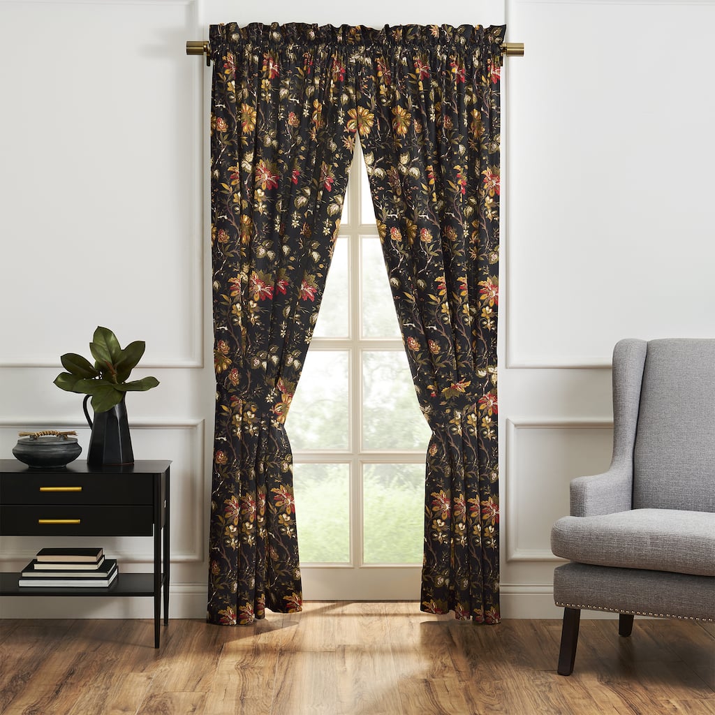 Waverly Felicite Noir 100% Cotton Sateen Window Panel 84 X 50 Noir