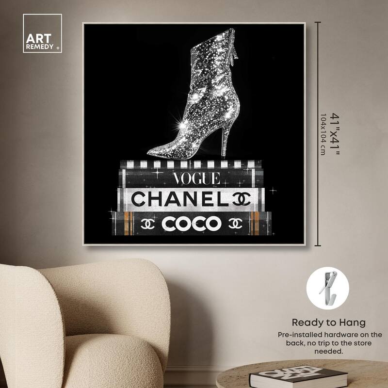 Cosmic Heel Boot and Books Canvas by Art Remedy