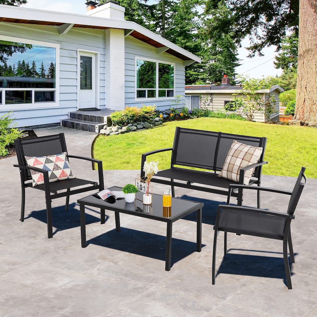 Futzca 4-Piece Outdoor Patio Furniture Set, Textilene Bistro Patio Set