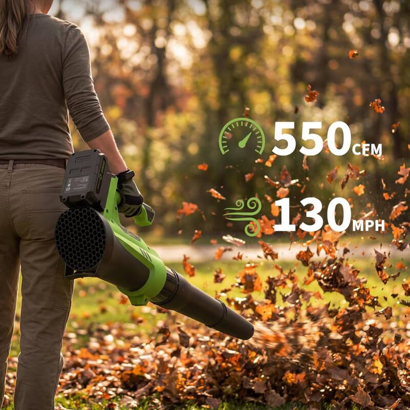550CFM/ 130MPH Cordless Leaf Blower, 6 Variable Speed for Lawn Care, Yard, Garden, Driveway