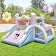 preview thumbnail 3 of 9, Costway Macron Pastel Bounce House with Slide Basketball Hoop Boxing