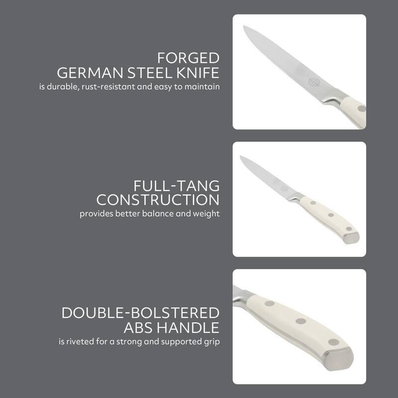 Sur La Table Kitchen Essential Tasting Kitchen German Steel Forged Full Tang Prfessional Knife with White Handle